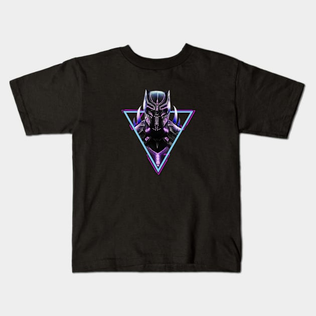 Black Panther Retro Kids T-Shirt by Maskumambang